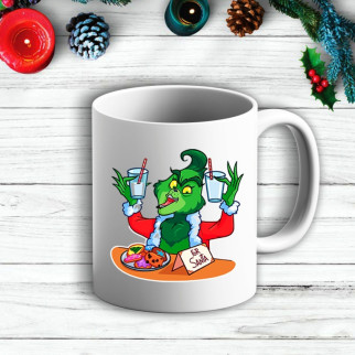 Білий кухоль (чашка) з новорічним принтом Грінч (The Grinch) "For Santa" - Інтернет-магазин спільних покупок ToGether