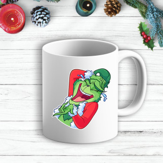 Білий кухоль (чашка) з новорічним принтом Грінч (The Grinch) "Сміється" - Інтернет-магазин спільних покупок ToGether