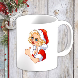 Білий кухоль (чашка) з новорічним принтом Мерилін Монро "ОК" - Інтернет-магазин спільних покупок ToGether