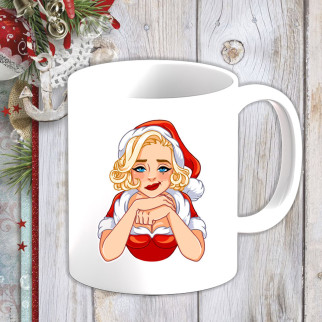 Білий кухоль (чашка) з новорічним принтом Мерилін Монро 5 - Інтернет-магазин спільних покупок ToGether