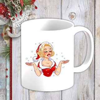 Білий кухоль (чашка) з новорічним принтом Мерилін Монро в снігу. - Інтернет-магазин спільних покупок ToGether