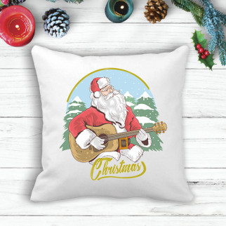 Подушка з новорічним принтом Дід Мороз з гітарою - Інтернет-магазин спільних покупок ToGether
