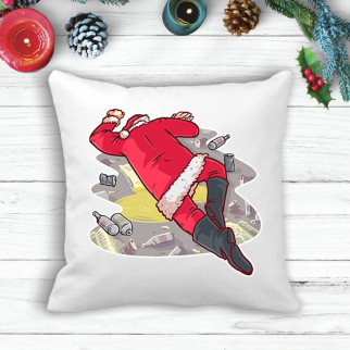Подушка з новорічним принтом Дід Мороз п'яний - Інтернет-магазин спільних покупок ToGether