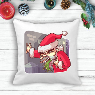 Подушка з новорічним принтом Діда Мороза нудить - Інтернет-магазин спільних покупок ToGether