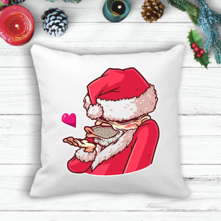 Подушка з новорічним принтом Дід Мороз "Повітряний поцілунок" - Інтернет-магазин спільних покупок ToGether