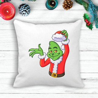 Подушка з новорічним принтом Грінч (The Grinch) Вітає - Інтернет-магазин спільних покупок ToGether
