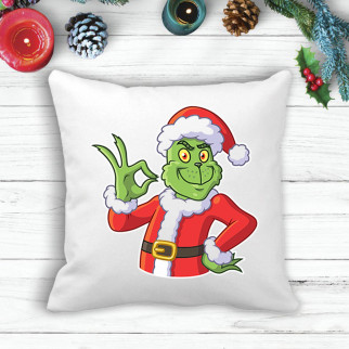 Подушка з новорічним принтом Грінч (The Grinch) "OK" - Інтернет-магазин спільних покупок ToGether