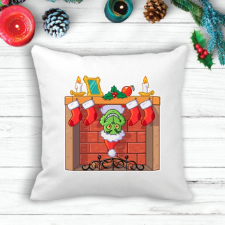 Подушка з новорічним принтом Грінч (The Grinch) камін - Інтернет-магазин спільних покупок ToGether