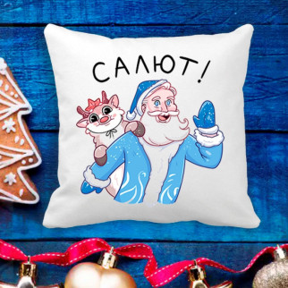 Подушка з новорічним принтом Дід Мороз "Салют" - Інтернет-магазин спільних покупок ToGether