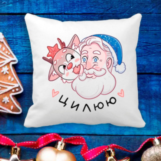 Подушка з новорічним принтом Дід Мороз і Олень "Цилюю" - Інтернет-магазин спільних покупок ToGether