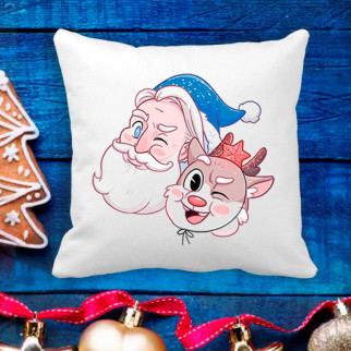 Подушка з новорічним принтом Дідусь Мороз і Оленя - Інтернет-магазин спільних покупок ToGether