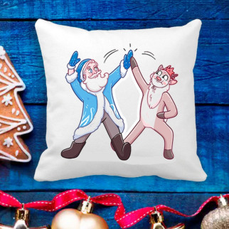 Подушка з новорічним принтом Дід Мороз і Олень 2 - Інтернет-магазин спільних покупок ToGether