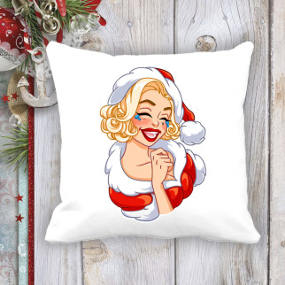 Подушка з новорічним принтом Мерилін Монро в новорічному костюмі - Інтернет-магазин спільних покупок ToGether