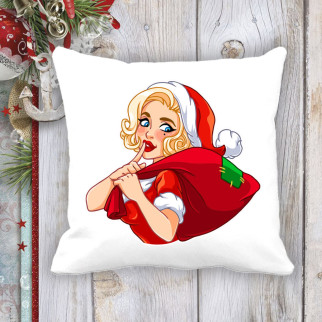 Подушка з новорічним принтом Мерилін Монро з мішком - Інтернет-магазин спільних покупок ToGether