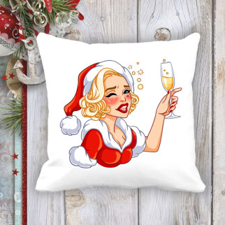 Подушка з новорічним принтом Мерилін Монро з шампанським - Інтернет-магазин спільних покупок ToGether
