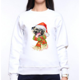 Жіночий світшот з оригінальним принтом Собака в новорічній шапці та шарфі Push IT XS, Білий S - Інтернет-магазин спільних покупок ToGether