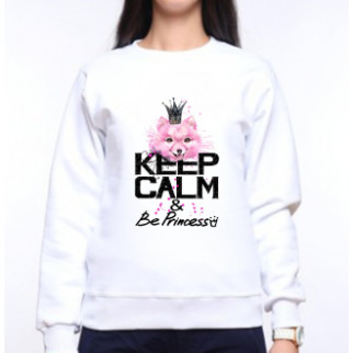 Жіночий світшот із оригінальним принтом Собачка рожева в короні "KEEP CALM & Be Princess" Push IT XS, Білий M - Інтернет-магазин спільних покупок ToGether