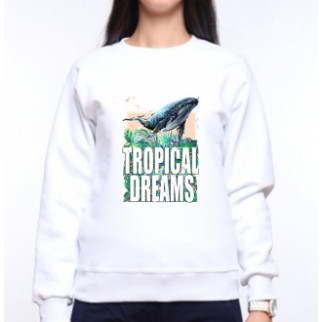 Жіночий світшот із оригінальним принтом Кіт Tropikal dreams Push IT XS, Білий M - Інтернет-магазин спільних покупок ToGether