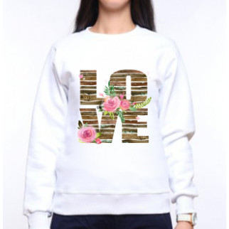 Жіночий світшот з оригінальним принтом Love квіти Push IT XS, Білий - Інтернет-магазин спільних покупок ToGether