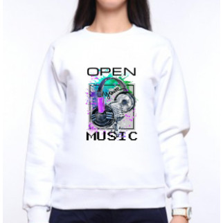 Жіночий світшот з оригінальним принтом Навушники 2 "Open your music" Push IT XS, Білий - Інтернет-магазин спільних покупок ToGether