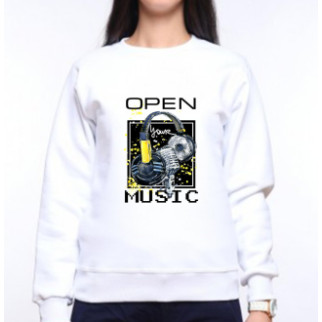 Світшот жіночий з оригінальним принтом Навушники чорні "Open your music" Push IT XS, Білий S - Інтернет-магазин спільних покупок ToGether
