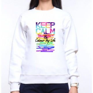 Жіночий світшот із оригінальним принтом Олівці "KEEP CALM & Color you life" Push IT XS, Білий - Інтернет-магазин спільних покупок ToGether