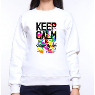Жіночий світшот з оригінальним принтом Долоні "KEEP CALM & Color you life" Push IT XS, Білий S - Інтернет-магазин спільних покупок ToGether