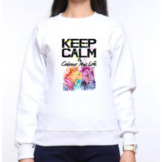 Жіночий світшот із оригінальним принтом Кольорові зебри "KEEP CALM & Color you life" Push IT XS, Білий XL - Інтернет-магазин спільних покупок ToGether