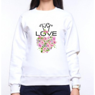 Жіночий світшот з оригінальним принтом Love серце з квітів Push IT XS, Білий L - Інтернет-магазин спільних покупок ToGether