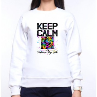Світшот жіночий з оригінальним принтом "Keep Calm & Color you life" Push IT XS, Білий S - Інтернет-магазин спільних покупок ToGether