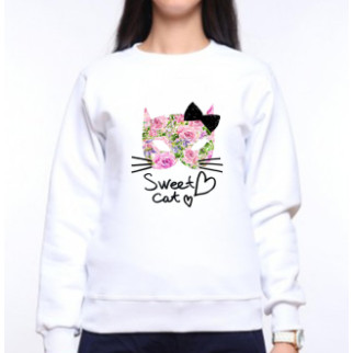 Жіночий світшот з оригінальним принтом "Sweet cat" Push IT XS, Білий - Інтернет-магазин спільних покупок ToGether