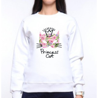 Жіночий світшот з оригінальним принтом "Princess Cat" Push IT XS, Білий - Інтернет-магазин спільних покупок ToGether