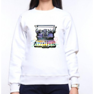 Жіночий світшот з оригінальним принтом Друкарська машинка з фарбами Push IT XS, Білий XXL - Інтернет-магазин спільних покупок ToGether