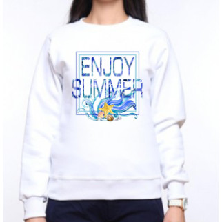 Жіночий світшот з оригінальним принтом "Enjoy Summer" (море) Push IT XS, Білий - Інтернет-магазин спільних покупок ToGether