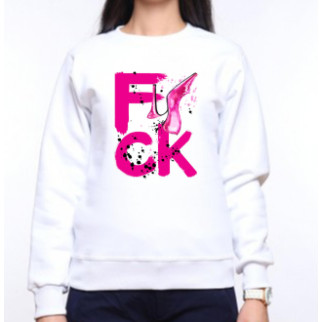Жіночий світшот з оригінальним принтом "F*ckв" (рожевий текст) Push IT XS, Білий - Інтернет-магазин спільних покупок ToGether