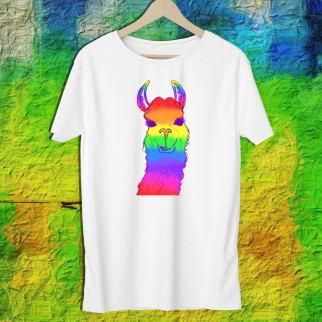 Жіноча футболка з принтом Альпака (райдужна) Push IT M, Білий - Інтернет-магазин спільних покупок ToGether