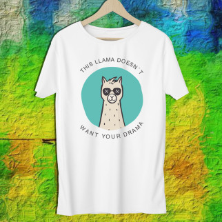 Чоловіча футболка з принтом Альпака "Thiss llama doesn't what your drama" Push IT M, Білий - Інтернет-магазин спільних покупок ToGether