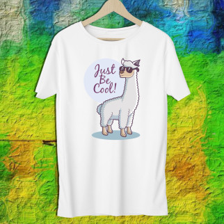 Чоловіча футболка з принтом Альпака "Jusy be cool!" Push IT S, Білий - Інтернет-магазин спільних покупок ToGether