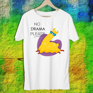 Жіноча футболка з принтом Альпака "No drama please" Push IT M, Білий - Інтернет-магазин спільних покупок ToGether