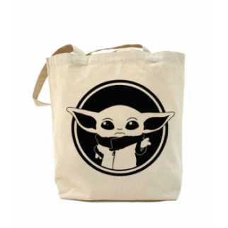 Еко-сумка, шоппер з принтом повсякденна Baby yoda monochrom - Інтернет-магазин спільних покупок ToGether