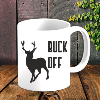 Білий кухоль (чашка) для мисливця з принтом "Buck off" - Інтернет-магазин спільних покупок ToGether