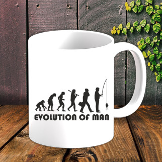 Білий кухоль (чашка) для мисливця з принтом "Evolution of man" - Інтернет-магазин спільних покупок ToGether