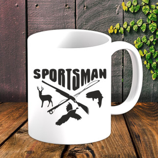 Білий кухоль (чашка) для мисливця з принтом "Sportsman" - Інтернет-магазин спільних покупок ToGether