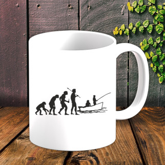 Білий кухоль (чашка) для мисливця з принтом "Еволюція" - Інтернет-магазин спільних покупок ToGether