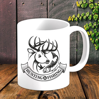 Білий кухоль (чашка) для мисливця з принтом "Hunting & Fishing" - Інтернет-магазин спільних покупок ToGether