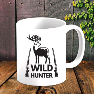 Білий кухоль (чашка) для мисливця з принтом "Wild hunter" - Інтернет-магазин спільних покупок ToGether