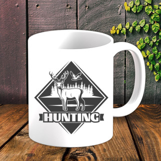 Білий кухоль (чашка) для мисливця з принтом Олень "Hunting" 3 - Інтернет-магазин спільних покупок ToGether