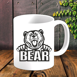 Білий кухоль (чашка) для мисливця з принтом Ведмідь "Bear" - Інтернет-магазин спільних покупок ToGether