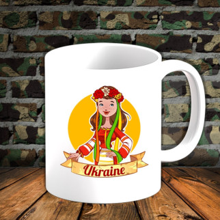 Білий гурток (чашка) для військового з принтом Українка "Ukraine" - Інтернет-магазин спільних покупок ToGether