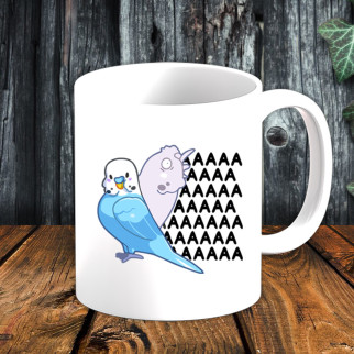 Білий кухоль (чашка) з принтом "Папуга: ААААА" - Інтернет-магазин спільних покупок ToGether